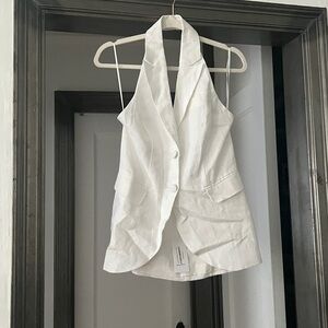 Reformation - White Halter Neck Linen Women's Top